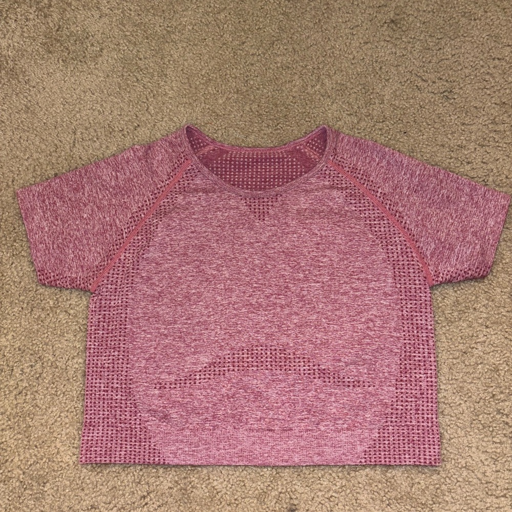 SHEIN Pink Heathered Short Sleeve Crop Top